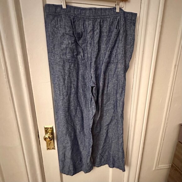 OLD NAVY BLUE LINEN PANTS SIZE XL WIDE LEG - Picture 6 of 7